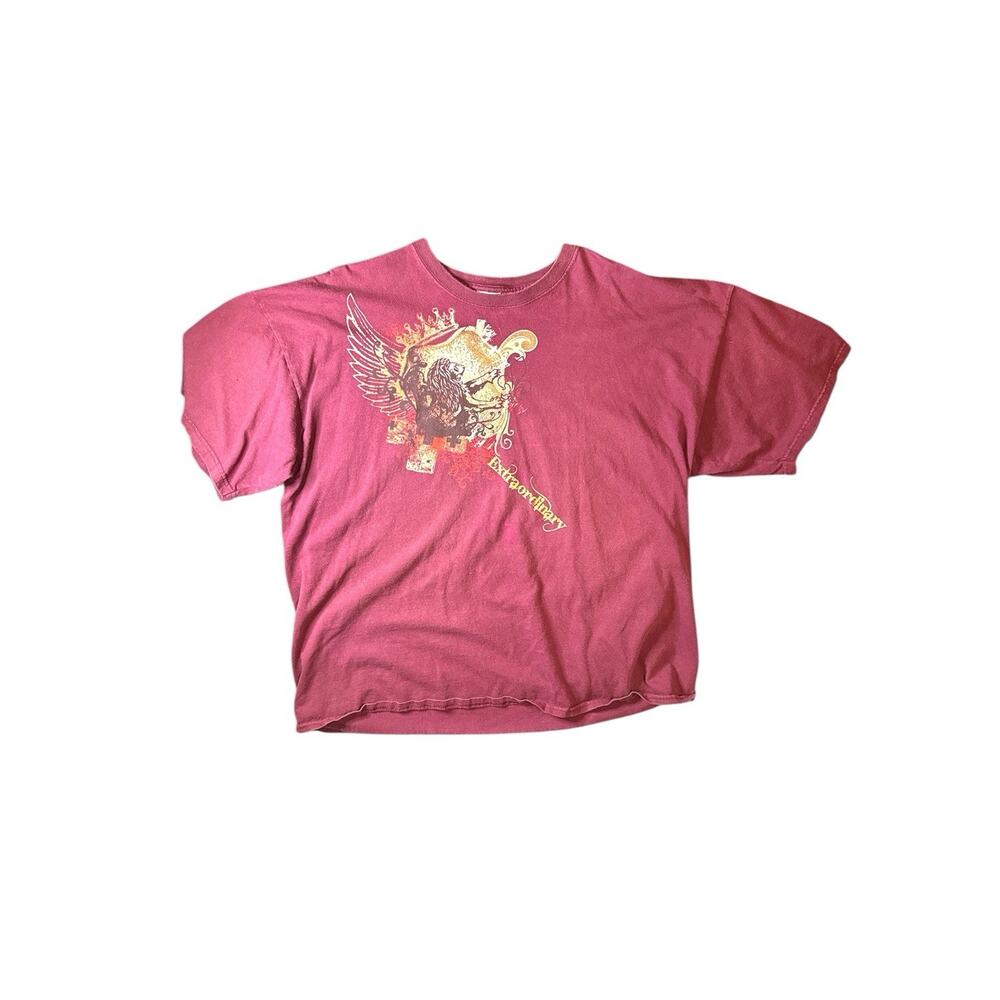 Vintage Y2K fleur de lis Grunge Skater T Shirt XXL Mens Red Affliction Tapout